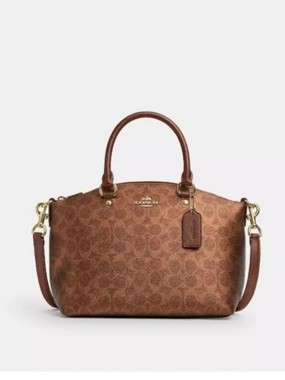 Coach Sadie Satchel Crossbody Bag in Metallic Signature Coated Canvas - Picture 16 of 16